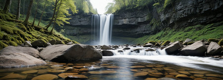 Waterfall natural landscape in forestの素材