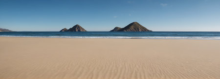 Beach view and distant island viewの素材