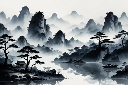 Ink style landscapeの素材