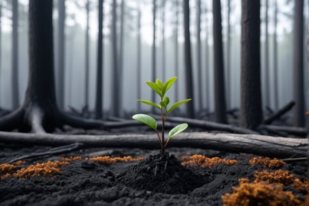 New greenery in the scorched forestの素材