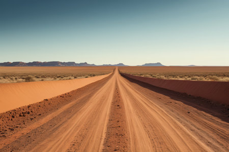 Straight road landscape in the desertの素材