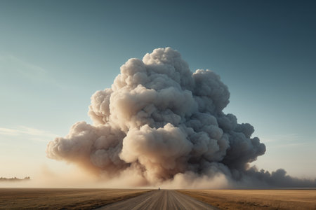 A huge cloud landscape in the wildernessの素材