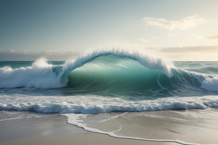 Spectacular sea wave scene at the beachの素材