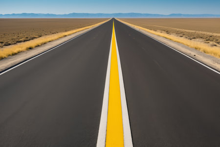 Straight road in the empty desertの素材