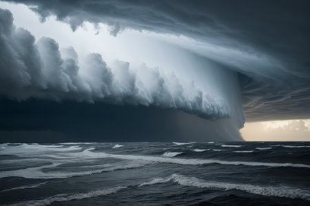 Stormy clouds rolling over the seaの素材