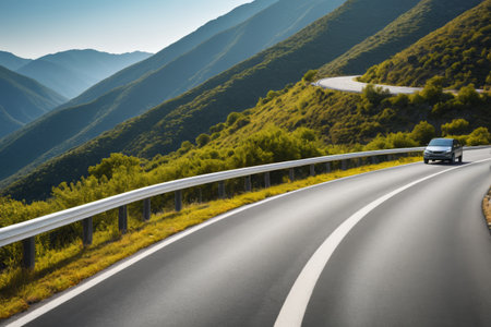 Cars driving on mountain roadsの素材