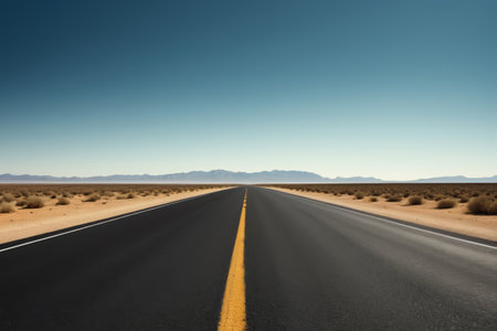 Highway extending in the desertの素材