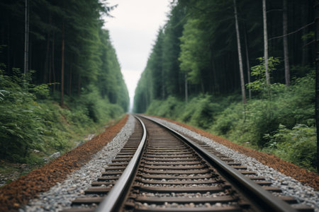 Railway track scene in the forestの素材