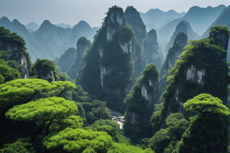 Panoramic view of China's natural mountains and forestsの素材