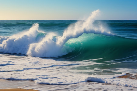 Waves crashing on the beach natural landscapeの素材