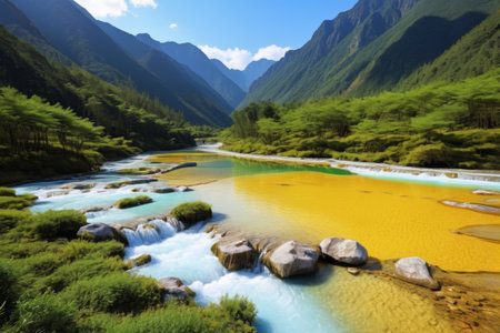 Colorful rivers in the valley and natural sceneryの素材