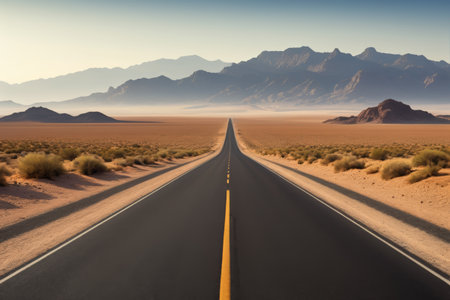 Highway landscape extending in the desertの素材