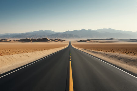 Highway extending in the desertの素材