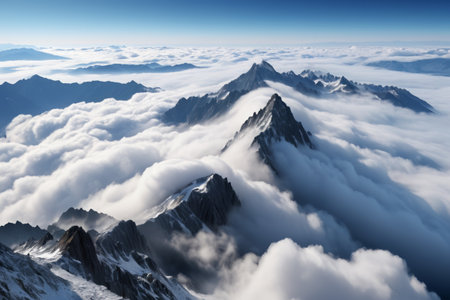 Overlooking the mountains surrounded by a sea of cloudsの素材