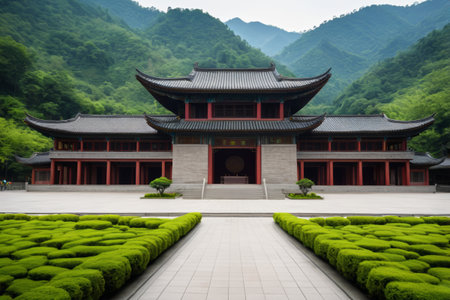 Ancient Chinese Architecture and Forest Landscapeの素材