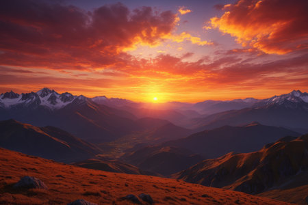 Mountain sunset magnificent natural sceneryの素材