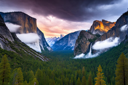 Panoramic view of the valley forest natureの素材