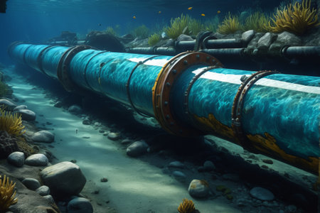 Industrial pipelines laid underwaterの素材