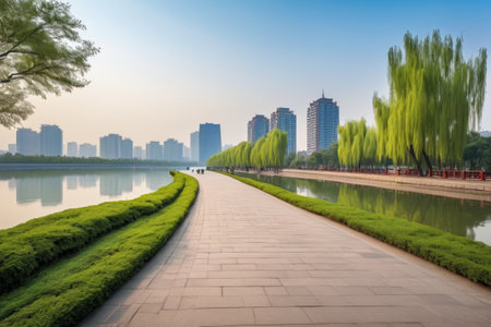 City River Walk and High Rise Viewの素材