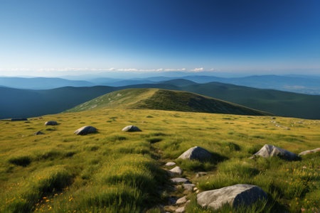 Panoramic view of alpine meadowsの素材