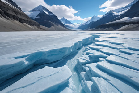 Ice and crevice landscapes in glacial valleysの素材