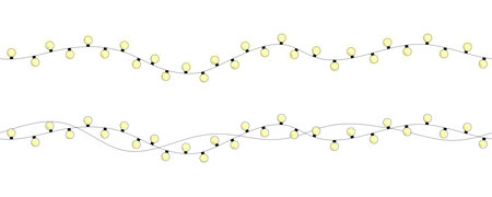Seamless doodle garland. Christmas lights isolated vector illustrationのイラスト素材