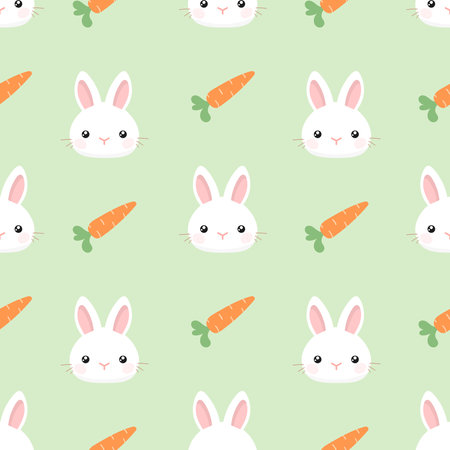 Cartoon bunny rabbit with carrot seamless pattern. vector illustrationのイラスト素材