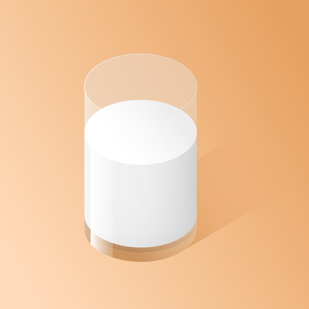 Isometric glass of milk. isolated vector illustrationのイラスト素材