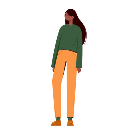 Cartoon girl, woman. Flat vector illustration isolated on white backgroundのイラスト素材