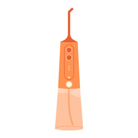 Oral irrigator. Flat dental water flosser. Cartoon vector illustration isolated on white backgroundのイラスト素材