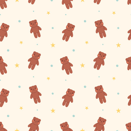 Seamless pattern with bears. Vector background for fabric, textile or wrapping paperのイラスト素材