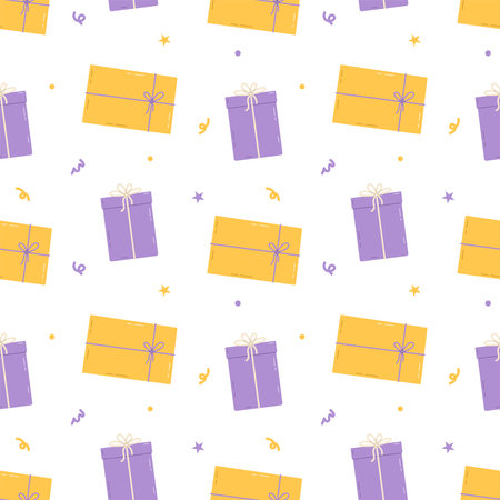 Presents seamless pattern. Gift boxes background. Vector illustrationのイラスト素材