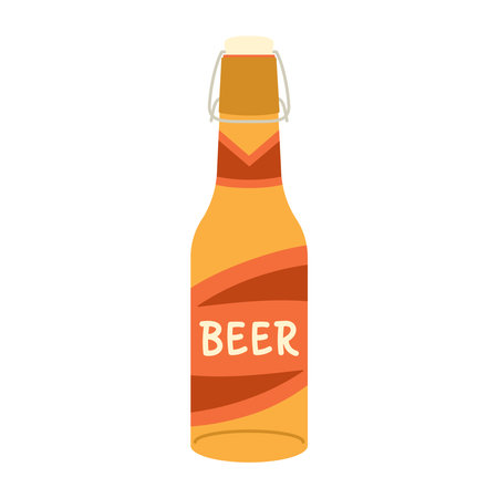 Beer bottle with simple design. Flat vector isolated illustrationのイラスト素材