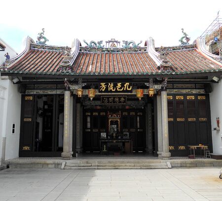 Chinese temple Penang, the front of a traditional old Chinese templr in Penang, Malaysiaの写真素材