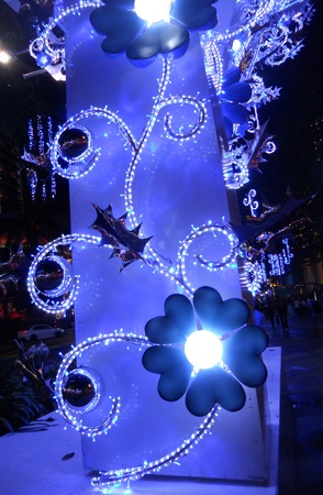 Christmas lights Singapore 3, detail of Christmas lights and decorations, Orchard Road, Singapore  2011 の写真素材