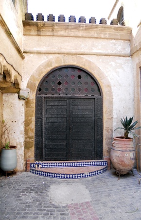Essouira doorway 2, a traditional doorway in a sidestreet of Essouira, Moroccoの写真素材