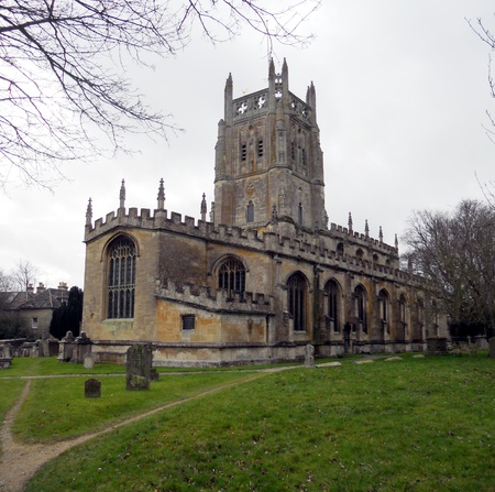 Fairford church 3, view of the outside of St  Marys 15th Century church, Fairford, Gloucestershire, UKの写真素材