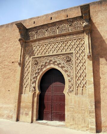 Rabat doorway, a large ornamental doorway in in the medina wall of Rabat, Morocco の写真素材