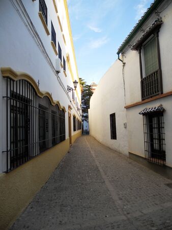 Ronda sidestreet 3, white houses in a sidestreet of Ronda  Spain の写真素材