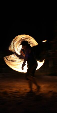fire show 5, pattern made by a fire-show at nightの写真素材