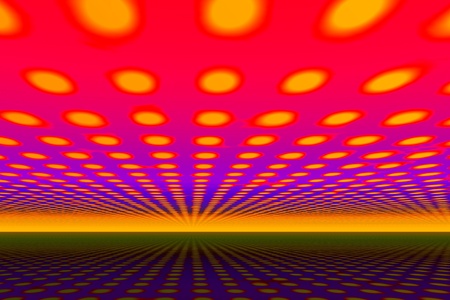 psychedelic horizon 1, computer generated 3D model of a psychedelic sky and reflective groundの写真素材