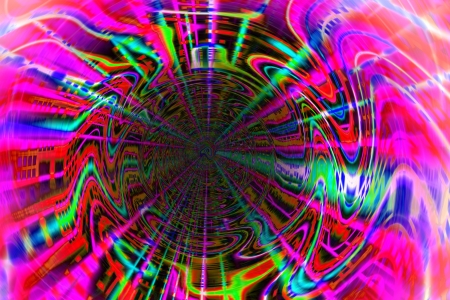 Psychedelic electric waves, multicolored psychedelic image with receding waveforms and electric colorsの写真素材