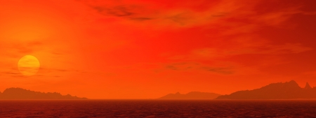 desert sunset 1, a digitally created image of a glorious red desert sunsetの写真素材
