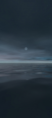 tall sky 3, digital seascape, gentle moonlit clouds reflected in calm ocean wavesの写真素材