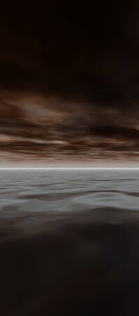 tall sky 7b, digital seascape sunset,delicate clouds reflected in gentle ocean wavesの写真素材