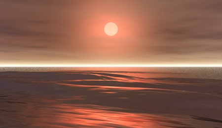 waves 8, 3D model  a glorious sunset over ocean waters の写真素材