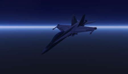 jet 4, beautiful digital model of a jet plane flying through a misty blue skyの写真素材