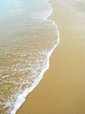 tropical beach 5, a sandy tropical beach showing the slight foam at the edge of gentle ocean watersの写真素材