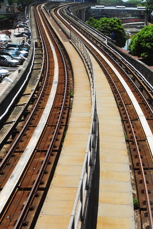 railway lines Kuala Lumpur 1, elevated railway lines in the city of Kuala Lumpur, Malasyia, Asiaの写真素材