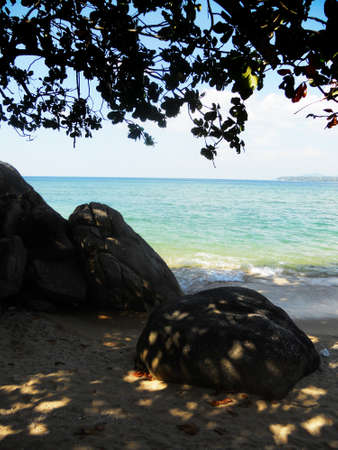 tropical beach 12, beautiful tropical beach with large rocks and tree  Phuket, Thailand, Asia の写真素材